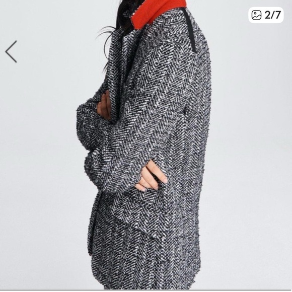 RAG & BONE Ames Linton Blazer Jacket Black White Herringbone Tweed Size 12 EUC - Picture 2 of 16